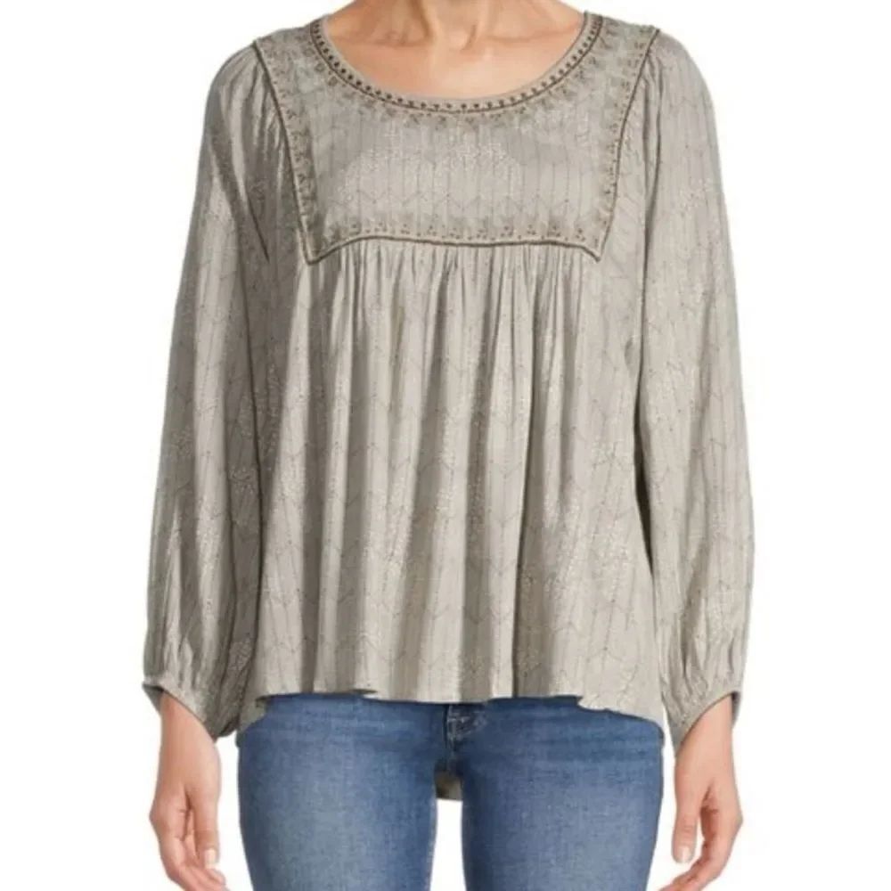 World Market Tasha Taupe Blouse